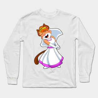 Cat as Bride with Wedding dress & Crown Long Sleeve T-Shirt